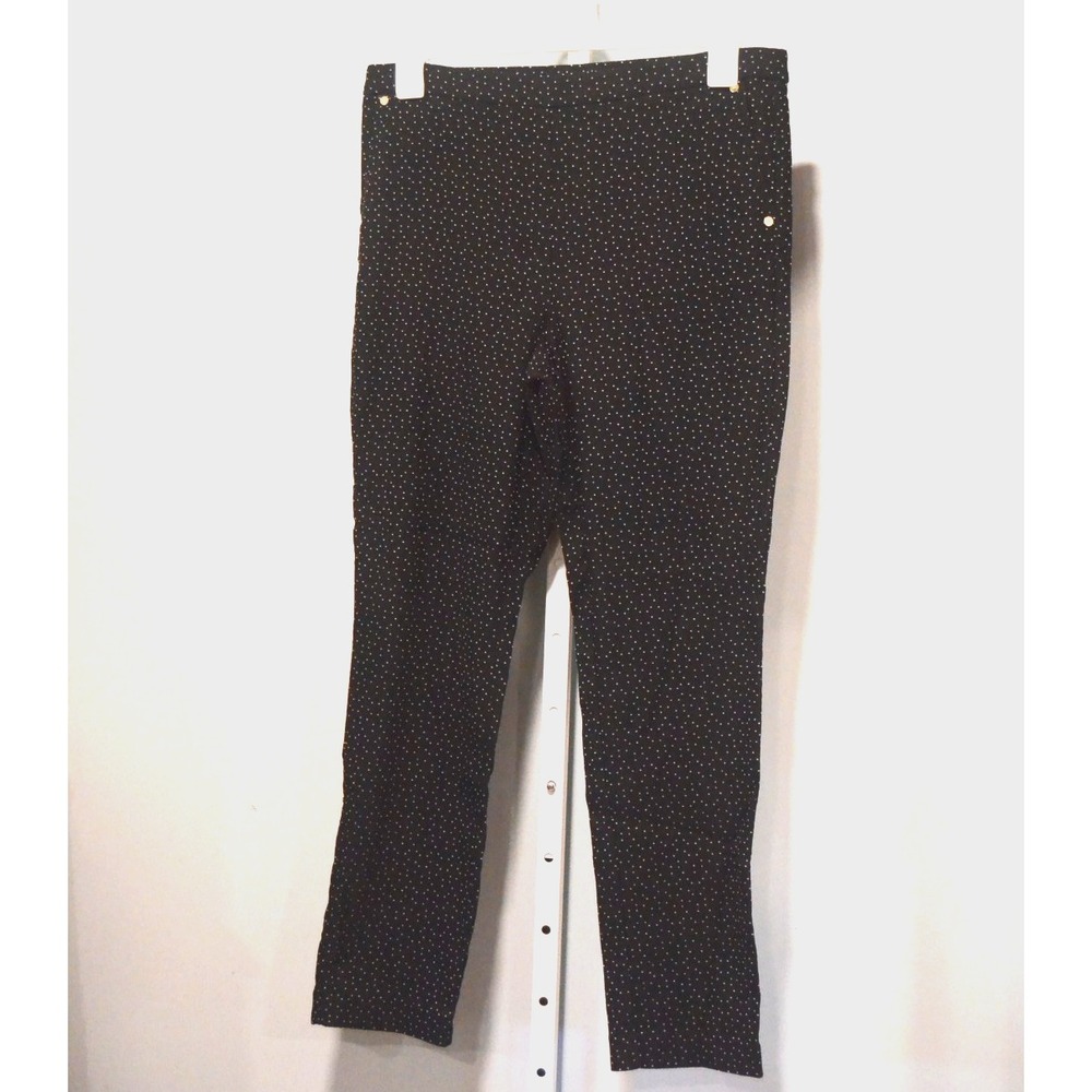Anne Klein Womens Size 12 Black Polka Dot Leggings Slim Leg Stretch Blend